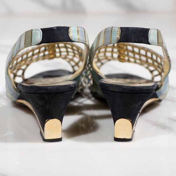 Vintage French Heyraud Summer Wedges Made in Italy - Picture 4 of 9